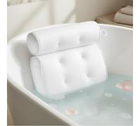 Luxury Bath Pillow for Tub - Soft 3D Mesh Spa Cushion with 6 Strong Non-Slip Suction Cups - Ergonomic Neck, Shoulder & Back Support - Quick Dry, Fits All Bathtubs