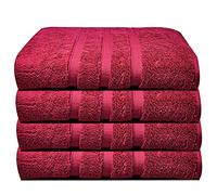 Luxury Bath Sheets Zero Twist Cotton 600 GSM (90 x140cm) Thick & Plush Hotel Quality Large Pool Spa & Hotel Bathroom Bath Towels | Pack Of 4 Cranberry Red,