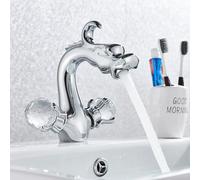 Luxury Bathroom Basin Faucet Hot Cold Water Mixer Tap Dragon Style Vessel Sink Faucet 2 Handles Bath Washbasin Crane LWX