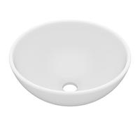 vidaXL Luxury Bathroom Basin, Ceramic Material in Round Shape, Above Counter Installation, Hassle-Free Cleaning, 32.5x14 cm, Matt White