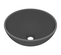 vidaXL Luxury Bathroom Basin Round Matt Dark Grey Ceramic Vanity Wash Sink