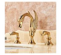 Luxury Bathroom Faucet Brass Golden Swan Shape Basin Tap Dual Handle Deck Mount Mixer Tap Sink Faucets Hot and Cold Water Mixer, Bathroom Faucet Interesting