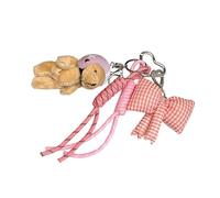 Luxury Bear Keychain with Helmet Bow Knot Design for Backpack Key, フリーサイズ