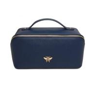 Luxury Beauty Case by Alice Wheeler London Train Case Vanity Toiletry Bag Make-Up Case for Ladies (Navy)