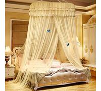 Luxury Bed Canopy Curtain For Queen Size Beds - Decorative Double-Layer Mosquito Netting And Cloth Drapes Elegant Round Dome For Adults Bedroom(N)