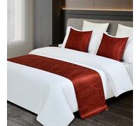Luxury Bed Runner Durable Hotel Bed Scarf Elegant Bedspread Protection Decoration No Fading Soft Throw Cover Bedding Accessory for Twin,Queen,King Size-Red||50X240cm for 1.8m Bed