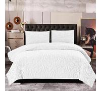 Luxury Bedspread Throw Quilted Bed Blanket Comforter Set with Pillow Cases - Large Super King Size Bed Throws and Bedspreads for Bedroom Decor- White