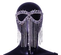 Luxury Belly Dance For Rhinestone Long Veil Eyemask Jewelry For Women Crystal Face Masquerade Chain Accessor Cosplay Face Accessories Women Teen Girls