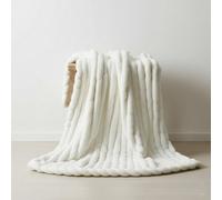 Luxury Big Cord Blanket Thick Ribbed Throw Ultimate Comfort Warmth White 150X200Cm