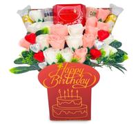 Luxury Birthday Chocolate Bouquet Gift Set for Her - Ferrero Rocher, Lindt Truffles, Silk Roses & Scented Candles - Hamper for Women, Mum, Girlfriend, Wife, Friend - Gifts for Teachers