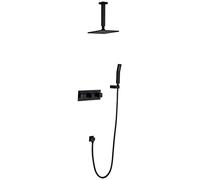 Luxury Black Brass Shower Set 8-Inch Rain Showerhead & Handheld Sprayer Adjustable Mixer Valve Classic Bathroom Shower System for Ultimate Spa Experience