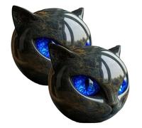 Luxury Black Cat Stone Sculpture - 2 Pack Black Cat Head Blue Eyes Resin Sculpture, Elegant Home Decor & G-ift Art Piece, Kitten Art Memento, Creative Figurine Home Decor for C-at Lovers, Women and Me