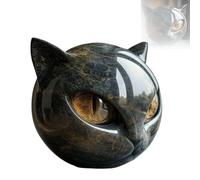 Luxury Black Cat Stone Sculpture - Elegant Home Décor & Gift - Ready Art Piece, Centerty Office Animal Sculpture Accent, Black Obsidian Crystal Cat Figurine for Gemstone Decor Gifts (1, As show)