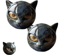 Luxury Black Cat Stone Sculpture - Elegant Home Décor & Gift-Ready Art Piece,Hand-Carved Crystals and Healing Stones Carved,Black Obsidian Cat Decor Statue Figurine,Gifts for Cats Lovers (2pcs)