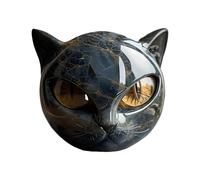 Luxury Black Cat Stone Sculpture - Hand-Carved Crystals And Healing Stones Carved | Cat Head Sculpture | Kitten Figurine | Resin Kitten Art Statue, Cute Decoration Gemstones gift For Cats Lovers Wome
