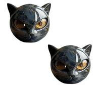 Luxury Black Cats Stone Sculpture, 2PCS Black Cats Stone Ornaments Statue, Kitten Crystals Sculpture Ornaments for Living Room, Creative Kitten Healing Stones Figurine, for Home decor