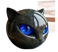Luxury Black Cats Stone Sculpture, Handcrafted Resin Mini Cats Statue With Marble Texture & Blue Eyes, Black Cat Stone Figurine, Cute Cat Ornaments, Desktop Decor For Collectors