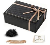 Luxury Black Gift Box with Lid Set, Beautiful Gift Boxes with Lids Exquisite Birthday Party Present Box Designed for Birthday Wedding Anniversary Valentine's Day 25x18x8.5cm