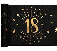 Luxury Black/gold metallic 18th Birthday print table runner 30cm x 5 Metres