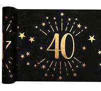 Luxury Black/gold metallic 40th Birthday print table runner 30cm x 5 Metres