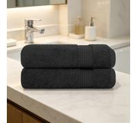 Luxury Black Hand Towels - Soft 100% Cotton, Lightweight and Highly Absorbent Hotel spa Bathroom Towel Collection, 16x30 Inch Set of 2