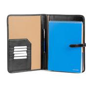 Luxury Black Leather Business Portfolio - A4 Executive Padfolio for Professionals - Genuine Italian Leather Document Holder - Premium Meeting Folder for Presentations - Handmade in Europe