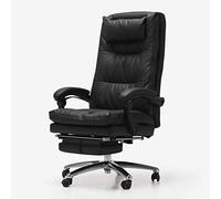 Luxury Black Leather Office Chair with Thick Padding Adjustable Recline Footrest Ergonomic Swivel Executive Chair for Home & Office Use Comfortable Manager Chair