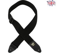 Luxury Black Polypro Guitar Strap with Leather Ends - Adjustable 41-72 Inches