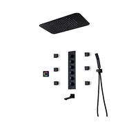 Luxury Black Shower Panel System with High Flow Rain LED Showerhead Music Speaker & Thermostatic Brass Mixer Faucet - Ultimate Shower Experience (Style 4)