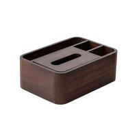 Luxury Black Walnut Wood Tissue Box with Remote Control Shelf - Elegant Storage Solution for Living Room, Office, Dining Table - Chinese Style, Rounded Corners (27x19x10 cm)
