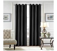 Luxury Blackout Curtains - Crushed Velvet Thermal Insulated Drapes for Bedroom & Living Room Eyelet Design Light Blocking Elegant Home Decor Black 42" W x 102" L (1 Panel)