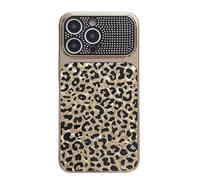 Luxury Bling Diamond Large Window Camera Lens Protector Case For iPhone 16 Pro Max 6.9 inch.Soft TPU Bumper Hard PC Back Shockproof Classic Cheetah Leopard Print Aesthetic Women Girly Trend Case