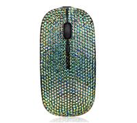 Luxury Bling Rechargeable Wireless Mouse with Austrian Crystal Rhinestone,Flat Slim Mouse for Laptop PC Girl's Gift - AB Black