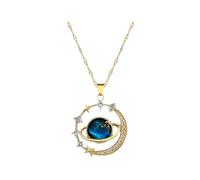Luxury Blue Planet Pendant Necklace Exquisite Zircon Temperament Star Moon Clavicle Chain Womens Aesthetics Jewelry Gift