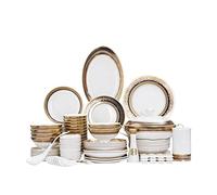 Luxury Bone China Tableware Set, 12-person Ceramic Plate And Bowl Set, Durable Tableware For Indoor And Outdoor Use, Modern And Simple Wedding Gift, Light Luxury Stacking Tableware Set