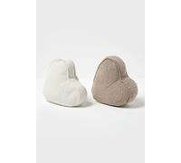Luxury Boucle Fabric Heart Doorstop Set of 2 Homescapes Natural One Size