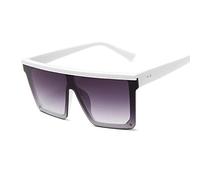 Luxury Brand Square Sunglasses Women Vintage Oversize Sun Glasses Female Big Frame Shades Black Lady-WhiteDoubleGray