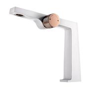 Luxury Brass Black Bathroom Faucet with Minimalist Modern Design, Ceramic Valve Core, Hot & Cold Water Single Hole Basin Mixer(White,G9/16)