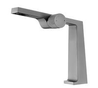 Luxury Brass Black Bathroom Faucet with Minimalist Modern Design, Ceramic Valve Core, Hot & Cold Water Single Hole Basin Mixer(Brushed Grey,G3/8)