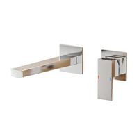 Luxury Brass Black Wall Mounted Bathroom Faucet with Single Handle Ceramic Valve Core for Hot and Cold Water, 2-Hole Basin Mixer(Chrome S)