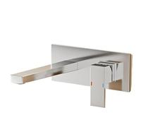 Luxury Brass Black Wall Mounted Bathroom Faucet with Single Handle Ceramic Valve Core for Hot and Cold Water, 2-Hole Basin Mixer(Chrome B)