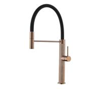 Luxury Brass Brushed Gold Kitchen Faucet Modern One Handle Ceramic Cartridge Hot/Cold Water Pull Out Spray 360 Swivel Sink Tap(G1/2/Brushed Rose Gold)