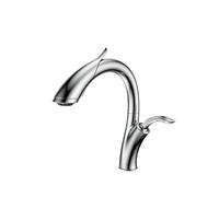 Luxury Brass Grey Kitchen Faucet Pull Out Single Handle Hot and Cold Water Touch Mode 2 Functions Sink Faucet(Matte Black 02,G9/16)