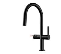 Luxury Brass Gun Gray Kitchen Faucet Led Digital Sensing Design Single Handle Hot Cold Water Pull-Out Type 2-Function Sink Tap(G9/16/Matte Black-Y)