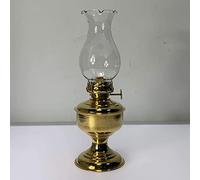 Luxury Brass Kerosene Lantern for Indoor Use Glass Lamp Pure Copper Antique Oil Lamp, Handmade Metal Kerosene Lamp, Clear Glass Chimney, Decorative Lights, Blackout Emergency Lights Fixture 24cm High