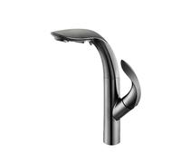Luxury Brass Kitchen Faucet Flexible Pull Down Sink Tap with Dual Temperature Control Modern 2 Function Design for Bathroom & Kitchen (Brushed Grey)