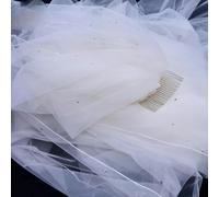 Luxury Bridal Veil with Rhinestones Wedding Veilsl Beade Bling Gold Star Draped Bridal Accessories-off white-100cm