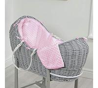 Luxury British Made Blue Pink Popcorn Izzy Pod Noah Pod Apples and Pears Moses Basket Covers Bedding Set (Basket is NOT Included) (Pink)