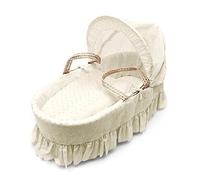 Luxury British Made White/Cream/Blue/Pink Broderie Anglaise Moses Basket Bedding/Covers Set. Basket Liner/Protector Included. (Basket is NOT Included) (Cream/Ivory)