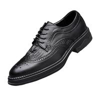 Luxury British Style Breathable Oxfords Mens Classic PU Leather Wingtip Formal Shoes Fashionable Platform Tuxedo Brogue(Negro,9 UK)
